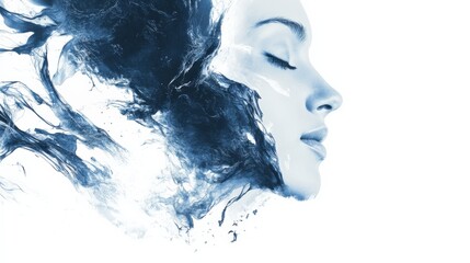 Fototapeta premium profile of a person with blue ink