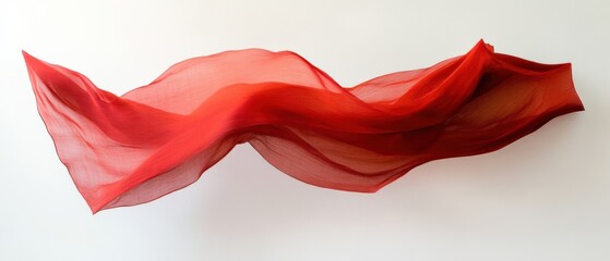 Red flowing fabric on white background