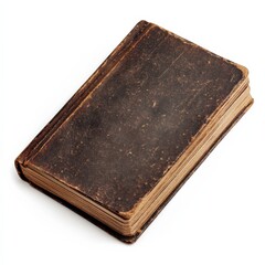 Obraz premium Old worn brown book laying on a white surface