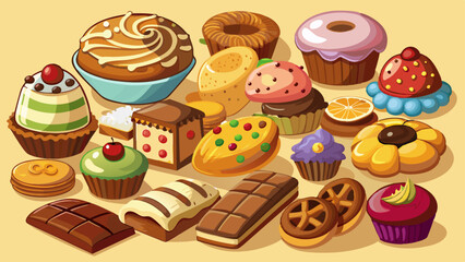Assortment of cookies pound cake cake slices and muffins
