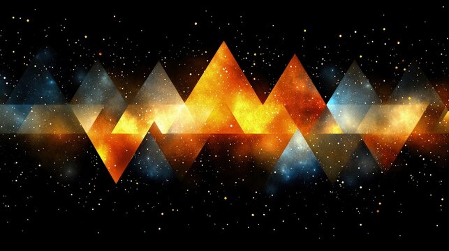 A 3D composition of intersecting neon triangles with soft glowing edges and vibrant colors.