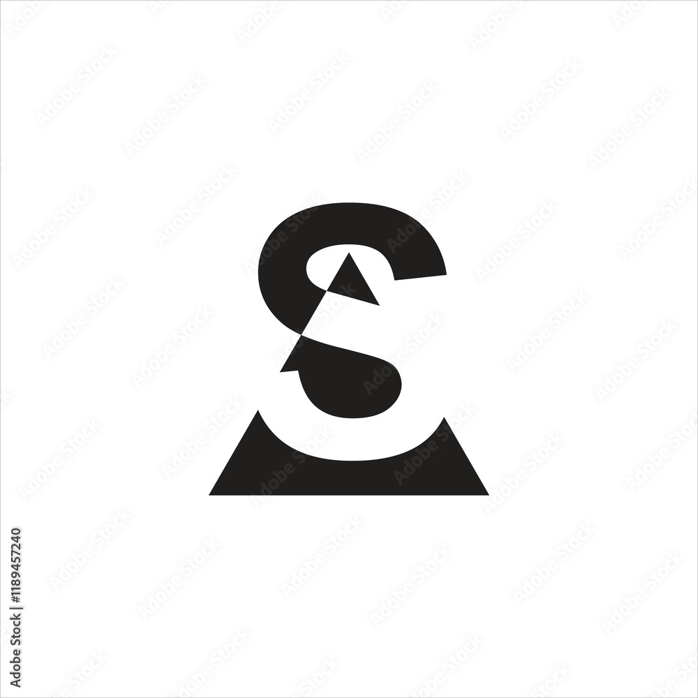Fototapete abstract template initial letter s element with geometry. triangle shape modern and minimalist artis