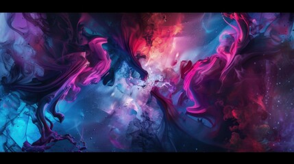 a surreal dreamscape where reality melts into abstract forms, white space in the center of the page for text, bold and dynamic hues against a dark background