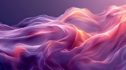 Obraz premium Abstract flowing waves in vibrant purple and coral pink colors create a dynamic ethereal background perfect for presentations, web banners, and modern design projects.