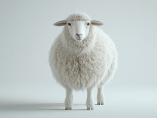 Fototapeta premium a white sheep stands on a white background