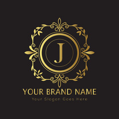 Letter Luxury brand logo design with a royal gold crown emblem and elegant typography
