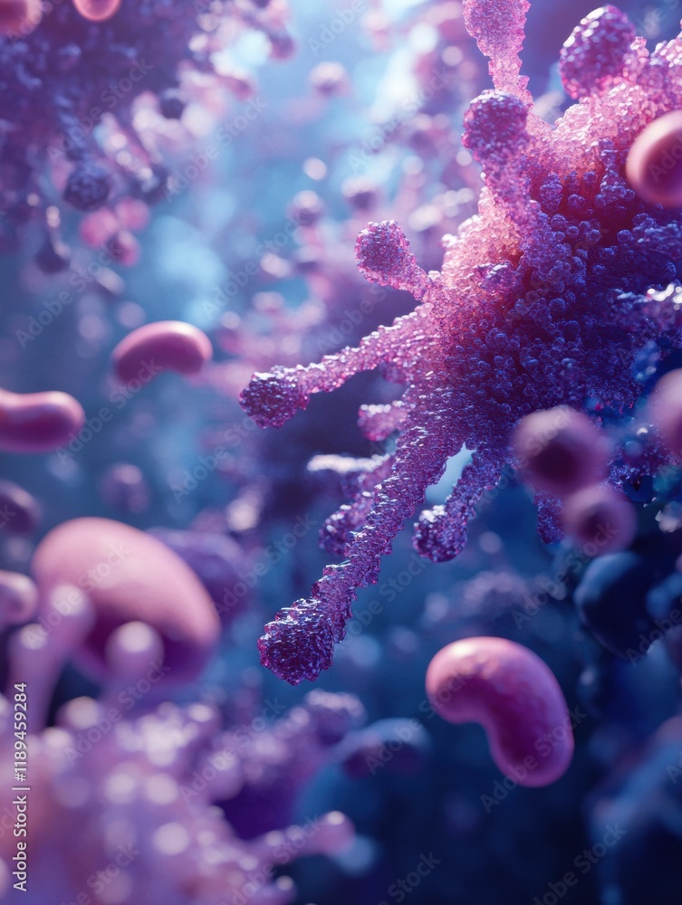 Poster close up view revealing diverse microbes on everyday surfaces such as door handles and smartphones i