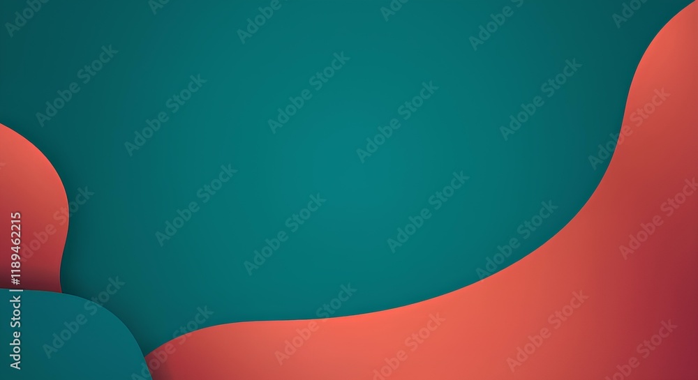 Poster gradient teal and coral minimal abstract with smooth and clean modern design