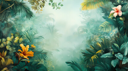 Tropical menu wall painting. Sunmist. Illustration