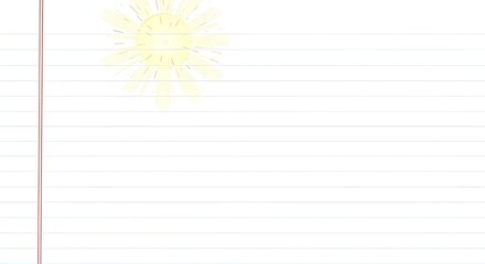 lined paper design with a subtle yellow sun illustration in the top corner on a clean white background
