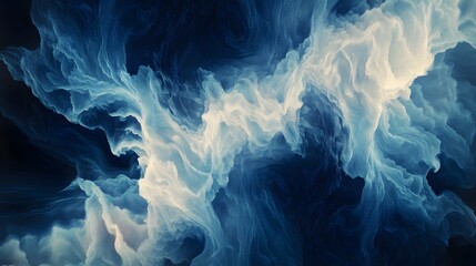 Fototapeta premium Abstract blue and white cloud formations creating a serene atmosphere in a digital artwork