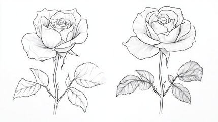 Stunning Pencil Sketch of Two Roses: A Botanical Masterpiece