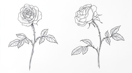 Elegant Line Art: Two Roses in a Minimalist Style