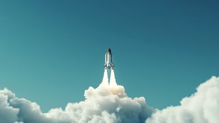 Space Shuttle Launch: A Majestic Ascent Through the Clouds
