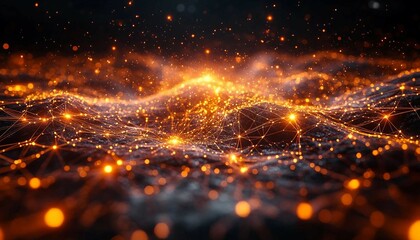 Obraz premium A glowing neural network visualizing decision-making processes, with connected data points evolving over time, Artificial Intelligence Decision Making