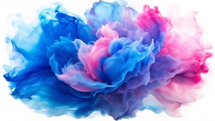 Obraz premium Blue and pink ink clouds blending in abstract smoke effect.