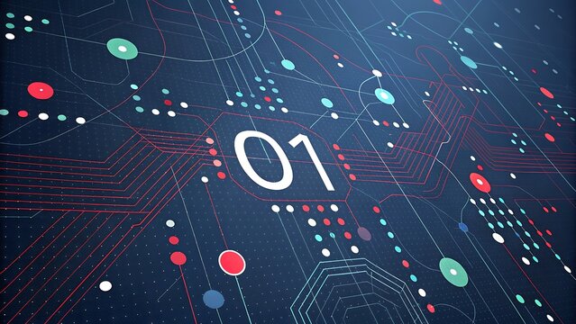 binary code on blue background