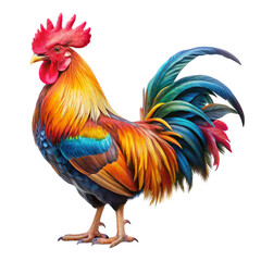 Fototapeta premium Colorful rooster isolated on transparent background 