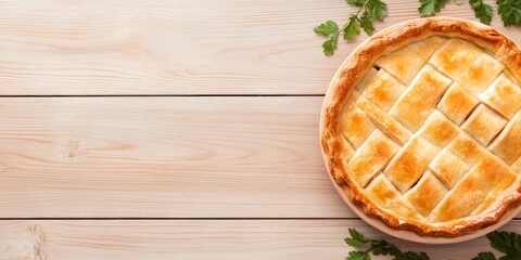 Golden Savory Pie on Rustic Wooden Tabletop 32