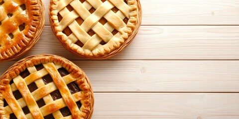 Rustic Savory Pies with Herbs on a Wooden Table for British Pie Week 29