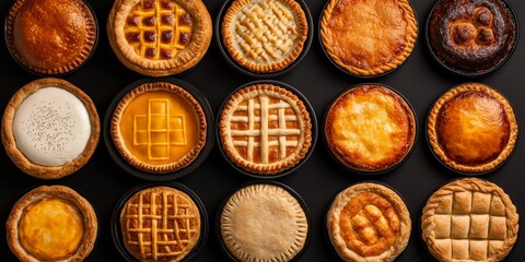 Rustic Savory Pies with Herbs on a Wooden Table for British Pie Week 28