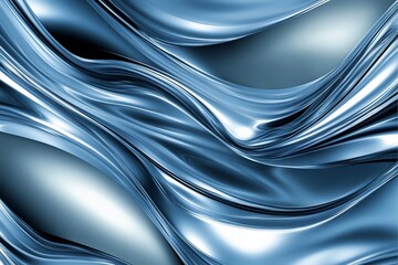 Abstract blue metallic fluid waves.
