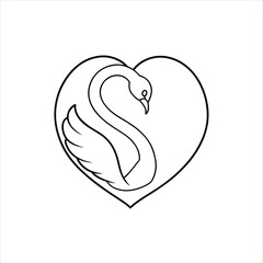 Elegant Swan Heart Design on White Background