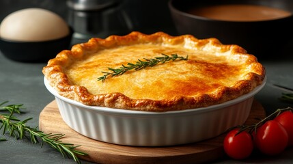 Golden Savory Pie on Rustic Wooden Tabletop 9