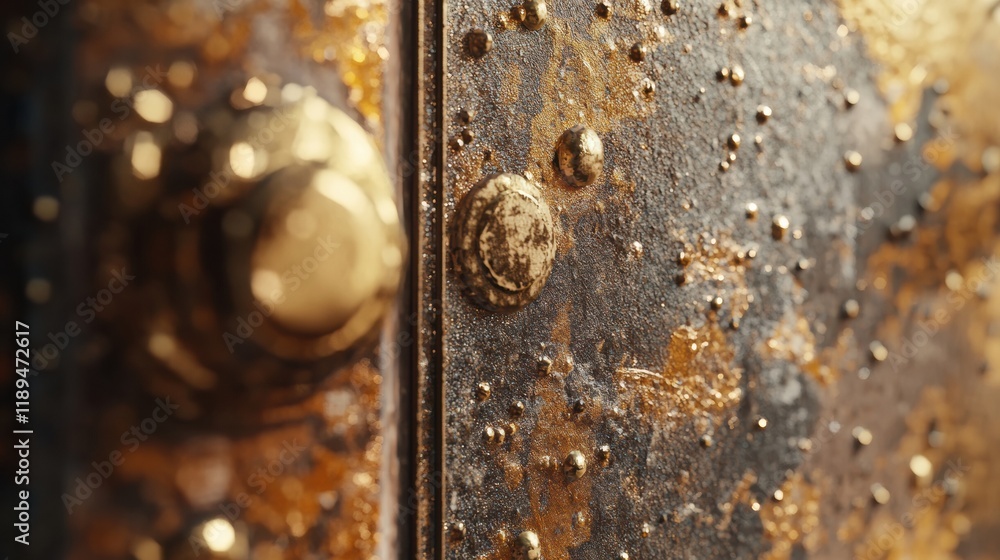 Aufkleber Microbes dwell on common surfaces like door handles and smartphones in close up exploration. Generative AI