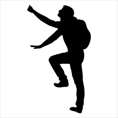 Climber Climbing in mountains silhouette vector illustration