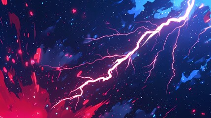 abstract red and blue lightning sparks effects anime cartoon style background