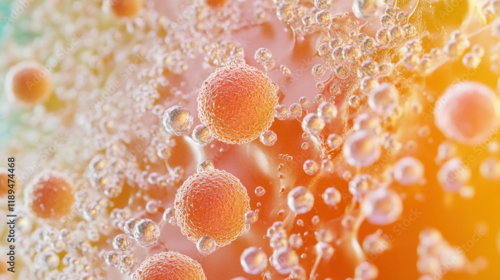 Poster close up view of microbes found on common surfaces like door handles and smartphones revealing every