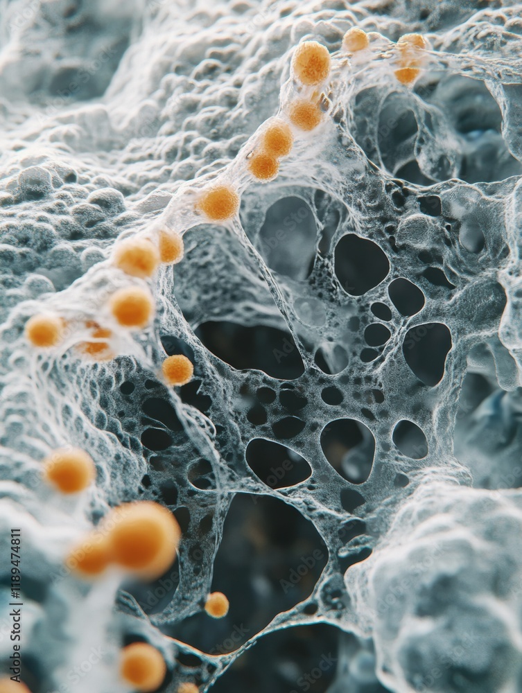 Aufkleber close up view reveals diverse microbes present on commonly touched surfaces in everyday environments