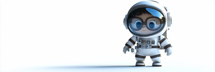 Fototapeta premium Cute cartoon astronaut boy in spacesuit. (1)