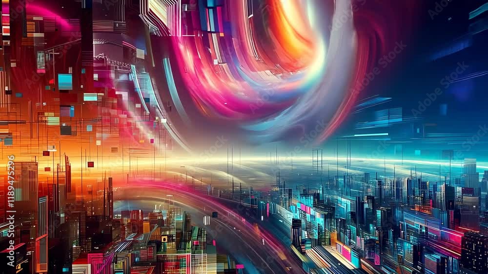 Poster glitch art video abstract backdrop. distorted design with vibrant digital noise. modern aesthetic ca