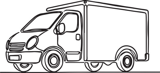Vector Art of Delivery Van, Line Drawing Design