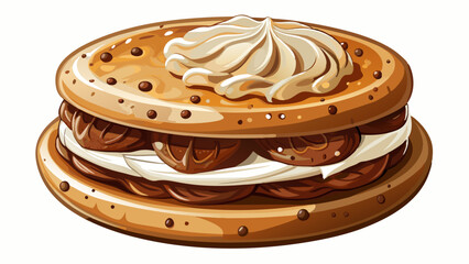 A gourmet cookie sandwich filled with cream, dessert focus, luxurious photo-realistic detail, rich textures, isolated on white background.