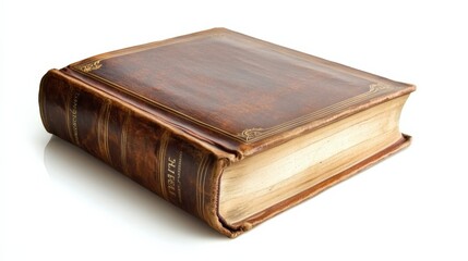 Obraz premium old leather book on white background