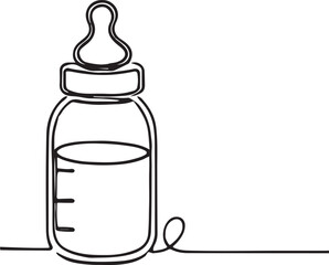 Baby Bottle Line Art Design in Vector Format