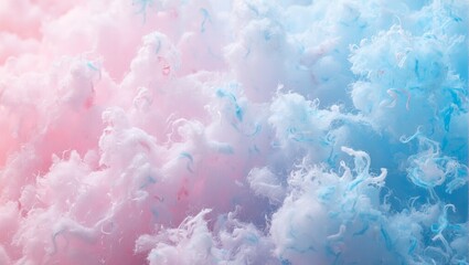 Fototapeta premium Delicate pink and blue cotton candy under carnival lights evoking childhood wonder