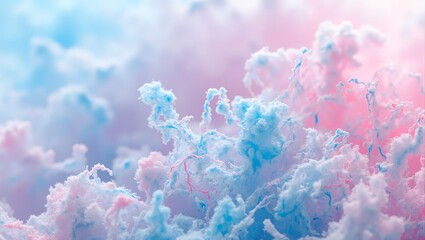 Fototapeta premium Delicate pink and blue cotton candy under carnival lights evoking childhood wonder