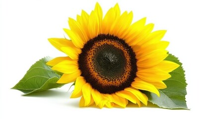 Obraz premium a close-up of a vibrant yellow sunflower with green leaves