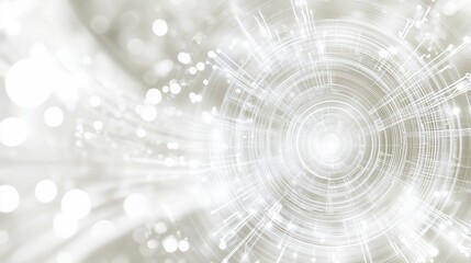 Abstract light beige concentric circles and glowing lines background.