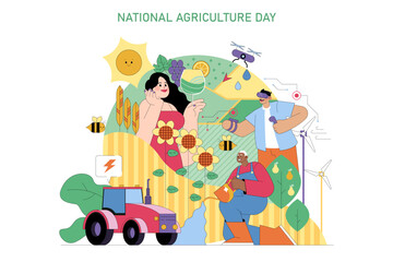 National Agriculture Day. Flat Vector Illustration