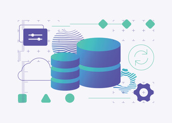 Databases modern gradient technology illustration