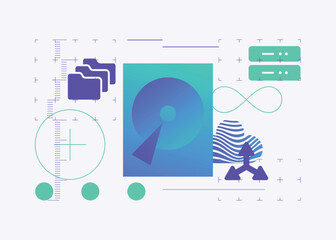 Hdd storage modern gradient technology illustration