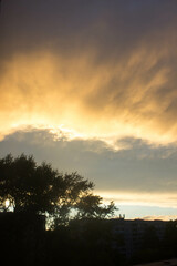 Cloudscape, Colored Clouds at Sunset near the River Elbe
