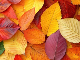 Obraz premium Fall leaves in various shades of yellow, orange, and red