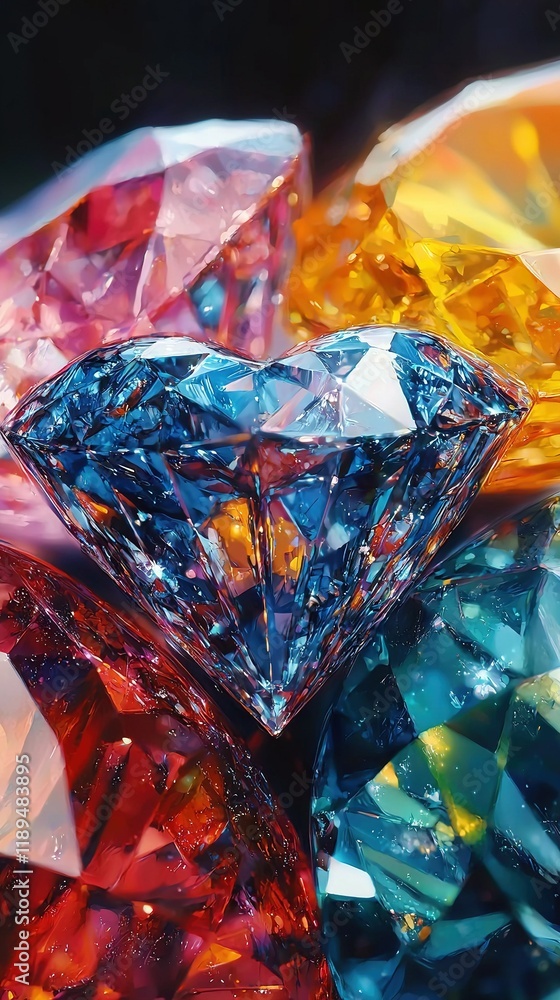 Poster a stack of multicolored diamonds arranged on top of one another