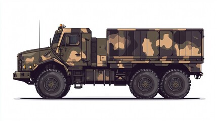 Huge Military Truck HEMTT A4 Isolated on White Background